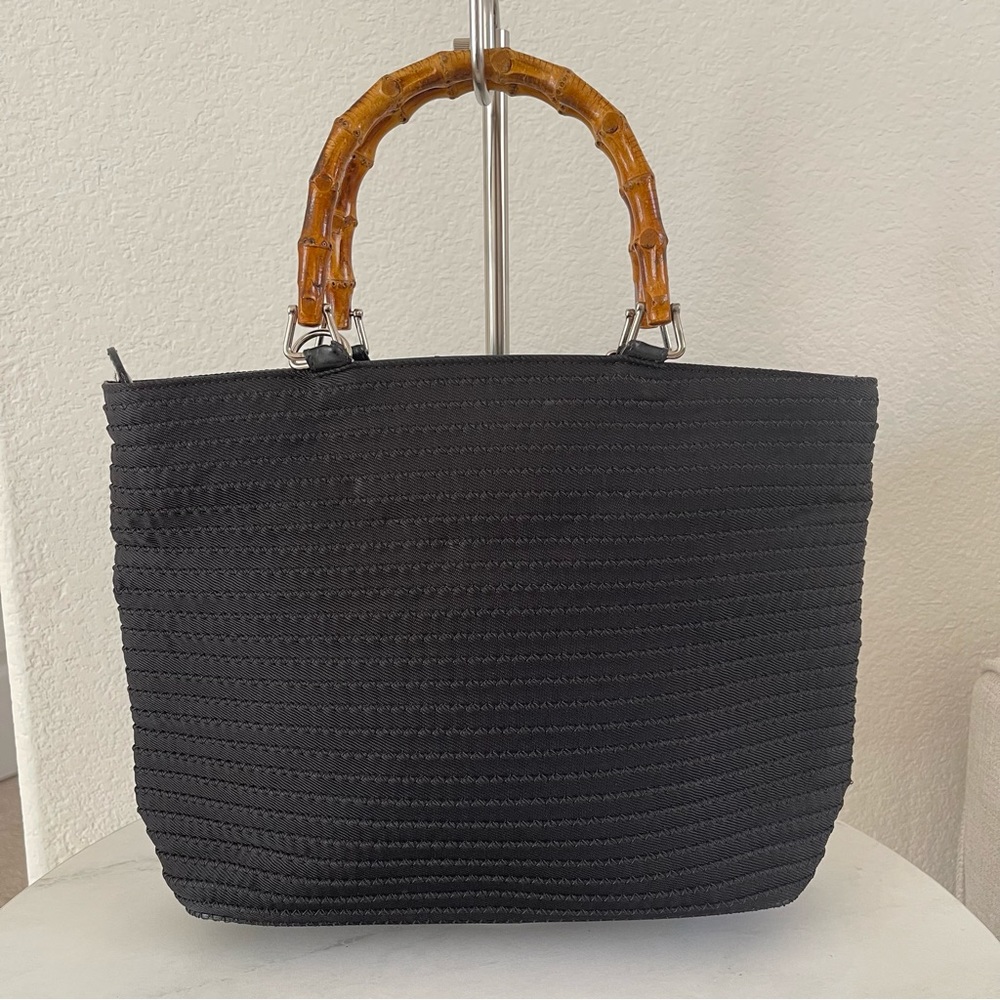 Gucci Black Nylon Quilted Bamboo Hand Bag